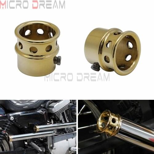 Retro Brass Drilled Exhaust Tip Tail End 1.75" 2'' 2.25'' 2.5'' For Harley Chopper Bobber Cafe Racer Triumph Custom 1 3/4" Pipes