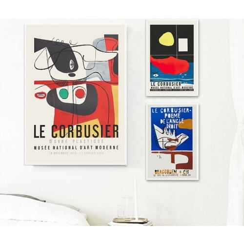 Le Corbusier Exhibition Poster 1954 French Art Museum Print Cubism Style Mid Century Modern Wall Art Canvas Painting Decor