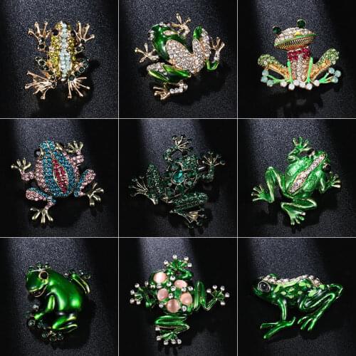 Fashion New Frog Badge Brooch Luxury Rhinestone Chest Ornament Personalized Clothing Accessories Jewelry Holiday Gift