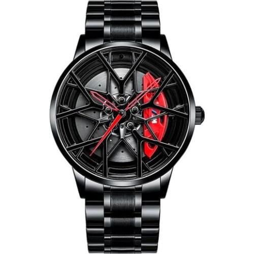 2021 New Designed Men Sports Watch for F1 Fan Racing Auto Wheel Watches Stainless Steel Band 3D Designed Fashion Wristwatch