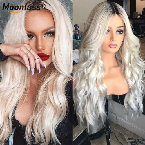 Moonlass 613 Blonde Lace Front Human Hair Wigs Long Remy Wave Wig Plucked Brazilian Human hair With Transparent Closure