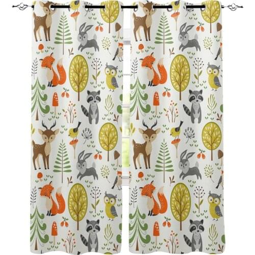 Cartoon Animals Kawaii Curtain for Kids Room Bedroom Curtain Cartoon Window Curtain for Boys Colorful cortinas