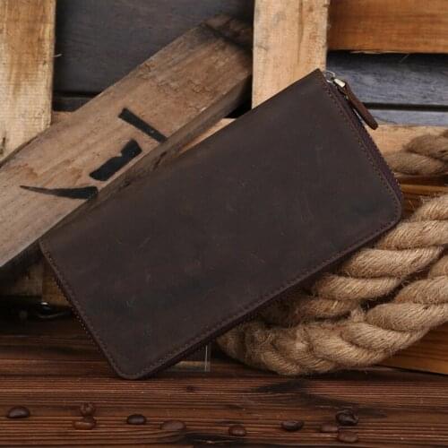 Men Long Wallet Genuine Leather Male Clutch Wallets For Men Bifold Money Bags Slim Purse Fashion Coin Pocket Phone Card Holder