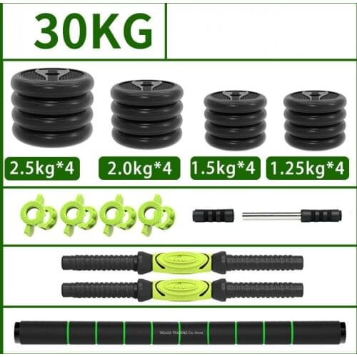 A Pair of Dumbbell Weight Set Dumbbells Barbell Combination, Total 30KG Detachable Rubber Coated Dumbbell AB Wheel