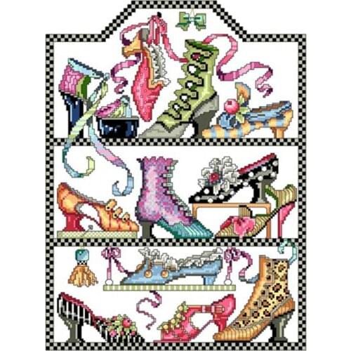 Shoe cabinet DIY Cross stitch precision printed canvas kit 18CT 14CT 11CT cartoon shoe cabinet