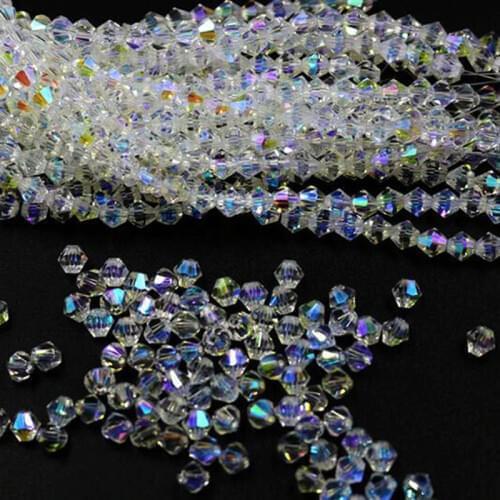 Wholesale 1000 pieces exquisite 2mm Bicone Austria Crystal beads for Jewelry marking necklace&Bracelet White AB