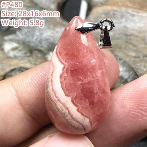 Necklace Pendant Natural Red Rhodochrosite Jewelry For Woman Lady Man Love Gift Crystal Beads Silver Water Drop Gemstone AAAAA