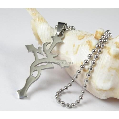 Stainless Steel Flame Cross Necklaces With 50cm bead Chain for Men Women