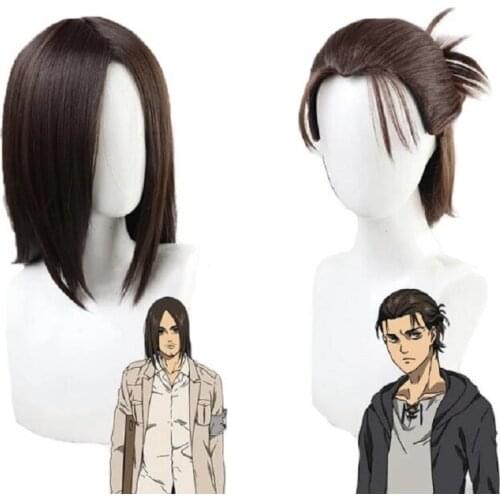 The Final Season Attack on Titan Eren Jaeger Cosplay Wig for men boys new party cos Eren wig Brown Synthetic Hair Wigs + Wig Cap