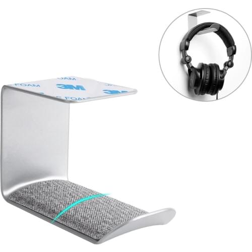 Headphone Stand Hanger, Metal Headphone Holder, Wall Mount Gaming Headset Holder Stand (Silver)