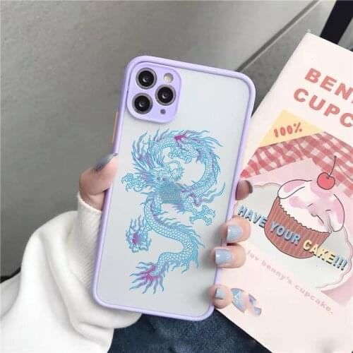 Cute Dragon Pattern Clear Phone Case For iPhone 12 Pro Max X XR XS 11 6 7 8 Plus SE20 Fashion Animal Hard PC Back Cover Fundas