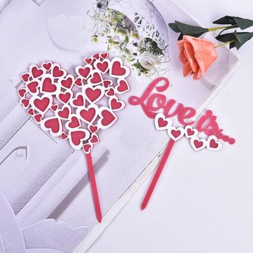 Happy Birthday Valentines Day Cake Topper Love Heart Acrylic Cupcake Topper For Valentine Anniversary Cake Decorations