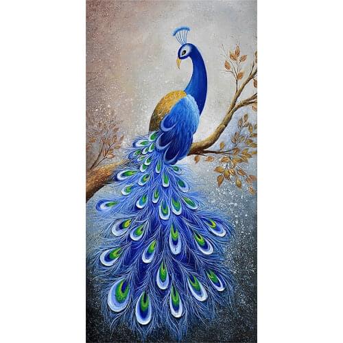 Blue Peacocks on a Branch Diamond Painting Oil Animal Round Full Drill Nouveaute DIY Mosaic Embroidery 5D Cross Stitch Gifts