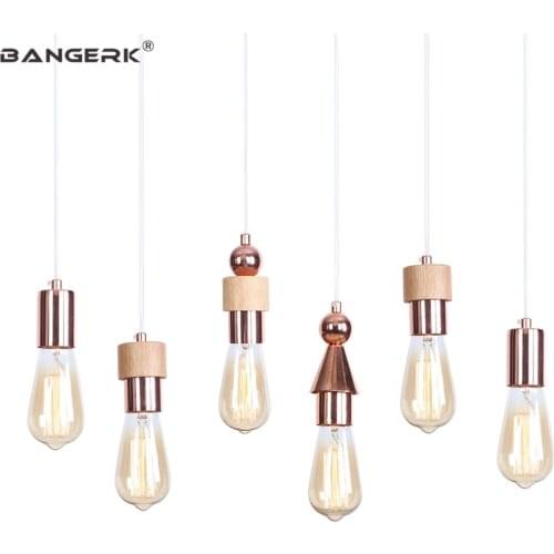 Modern Single Head Pendant Lamps Loft Style Iron Wood LED Hanging Light Fixtures Dining Room Lights Home Decor Lighting