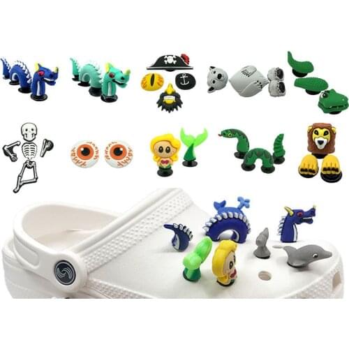 1set Cool 3D Animals PVC Shoe Charms Dragon Lion Decorations Bear Accessories Mermaid Snakes Shoe Ornaments Kids Gift