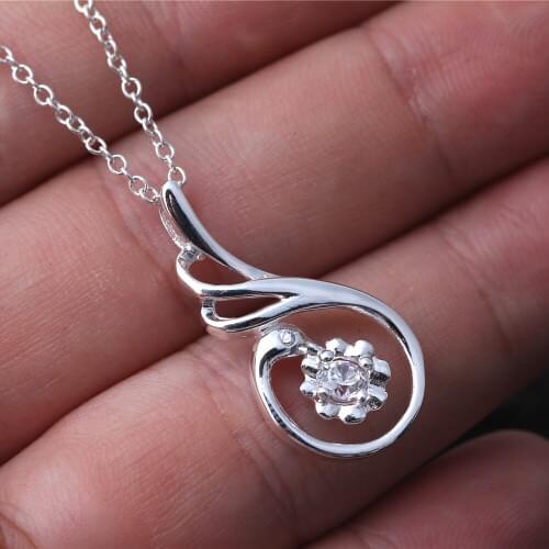 WQQCR NEW New CZ Jewelry 925 Sterling Silver colorCubic Zircon Pendant Necklace Wedding Gift Wholesale +Necklace