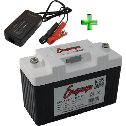 Motorcycle Lithium Chargers and Battery 12V 210CC PbEq 14Ah Engage Lithium Batteries