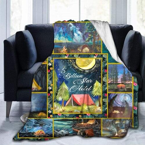 Green Camp Bus Blanket Lightweight Soft Cozy Throw Blanket Outdoor Fuzzy Warm Couch Bed Blanket for Adult Youth Flannel Blanket