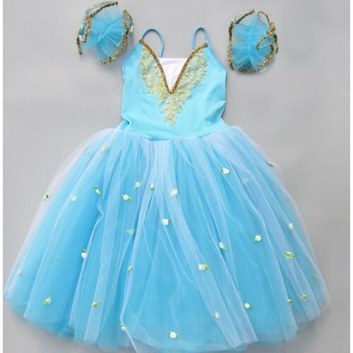 Professional Romantic Ballet Tutu Skirt Costumes Children Long Straps Lyrical Elegant Fluffy Skirt