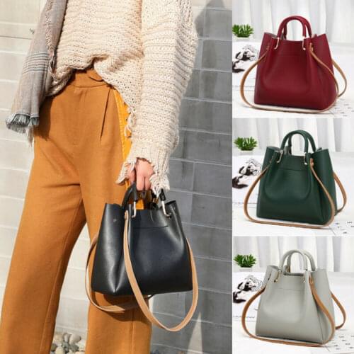 Women Leather Messenger Hobo Bag Satchel Shoulder Lady Handbag Tote Pursek Orean Style Solid Color Womens Metal Handle
