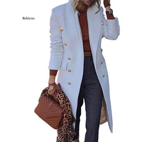 4Xl Women Jackets Lapel Wool Coats Solid Double Breasted Ladies Knee Length Blends Coat Womens Plus Size Overcoat Autumn Winter