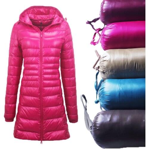 Winter Women Ultra Light Down Jacket White Duck Down Hooded Jacket Long Sleeve Warm Coat Parka Female Solid Portable Outwear