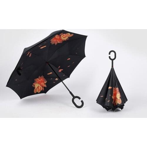 Reverse Umbrellas Windproof Reverse Layer Inverted Umbrella Inside Out Stand Windproof Umbrella Inverted Umbrellas sea shipping