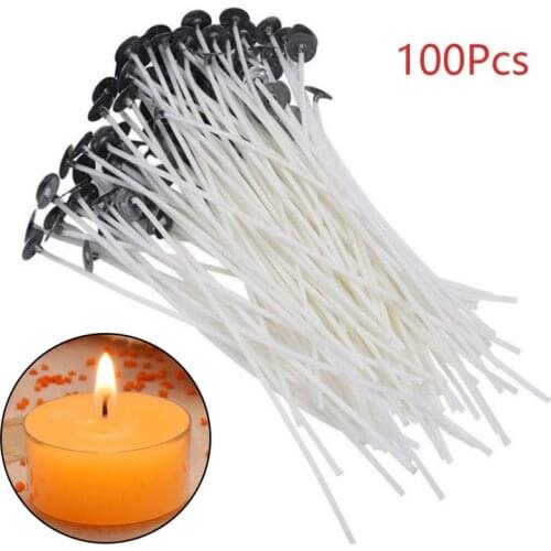 100PCS Candle Wicks Smokeless Wax Pure Cotton Core 2.5/4 .5/8/9/12/15/20cm DIY Candle Making Pre-waxed Wicks For Party Supplies