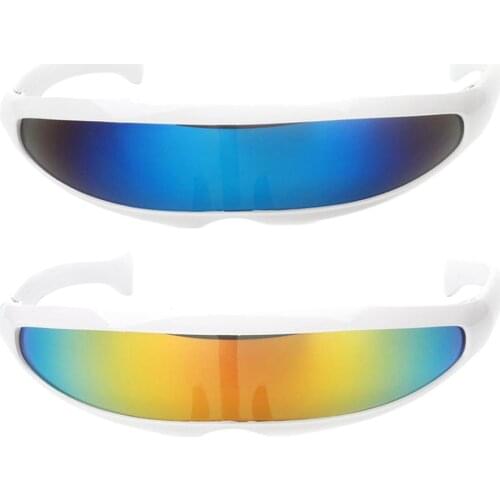 2 pcs Futuristic Mirrored Lens Narrow Cyclops Sunglasses Eyewear Glasses Costume Props