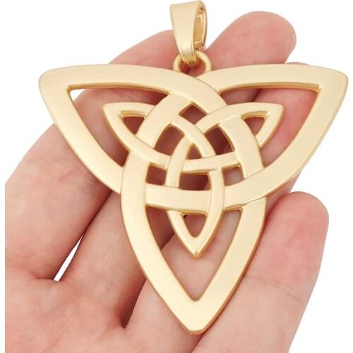 2pcs/lot Matte Gold Large Celtics Knot Trinity Triquetra Charms Pendants for Necklace Jewelry Making Findings 68x65mm