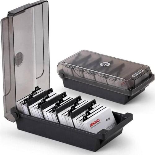 2 Pack Large Capacity Business Card Holder Box Business File Card Storage Box Organizer Index Card Storage Box 4 Divider Board