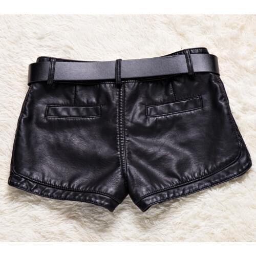 2019 autumn and winter Ladies PU leather shorts Korean casual leather slim boots hot shorts DK291