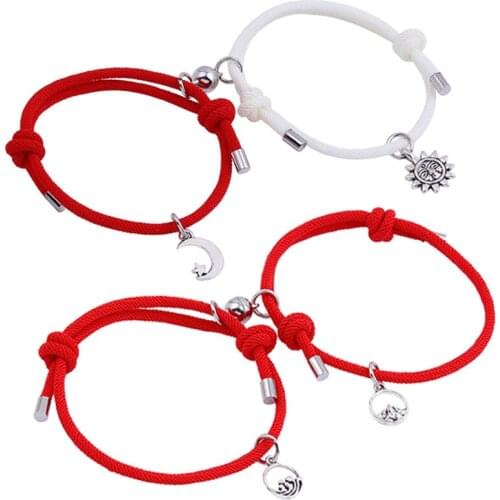 2021 Attractive Handmade Sun Moon Magnet Bracelet Women Lovers Couple Charm Female Male Paired Friendship Wholesale Jewelry