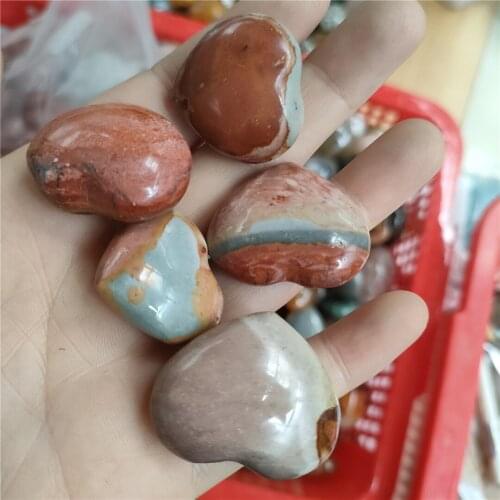 5pcs Hot Wholesale Price Natural Ocean Jasper stones Crystal Heart Stone For Home Decoration reiki gifts