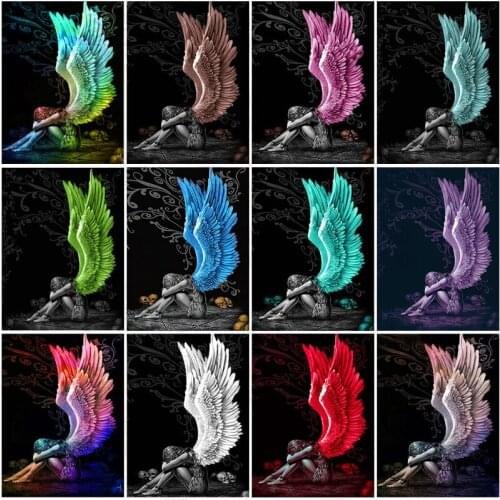 Full Drill Diamond Painting 5D Diy Angel Wings Diamond Embroidery Portrait Cross Stitch Embroidery Mosaic Wall Decoration Gift