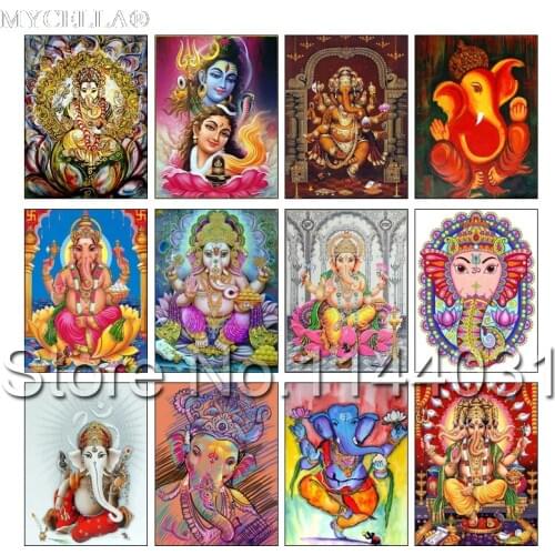 DIY Diamond Painting Cross Stitch Lord Ganesha Needlework Home Decor Rhinestone Mosaic Elephant Full Embroidery Christmas Gift