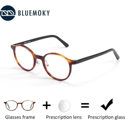 BLUEMOKY Acetate Prescription Progressive Glasses Women Men Full Rim Round Optical Myopia Anti Blue Rays Photochromic Eyeglasses