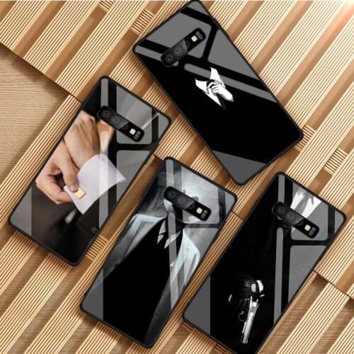 Gentleman Tempered Glass Phone Case For Samsung Galaxy S8 S9 S10 S20 PLUS J8 J6 J4 2018 NOTE 8 9 10 Cover Shell