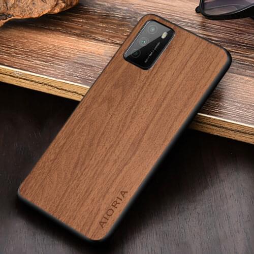 Case for Xiaomi Poco M3 Woodlike design soft TPU Hard PC PU leather 3in1 material coque fundas covers for xiaomi Poco M3