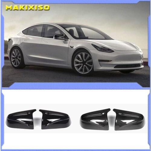 Rear Mirror Cover for Tesla Model 3 Rearview Side Mirror Sticker Car Decor Modification Carbon Fiber ABS for Model3 2017-2021