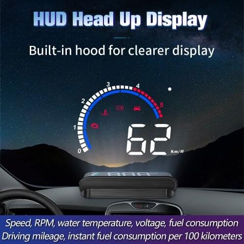 Digital Car Speedometer HUD OBD2 Temperature Alarm Overspeed Warning Head Up Display Windshield Projector Car Electronics System
