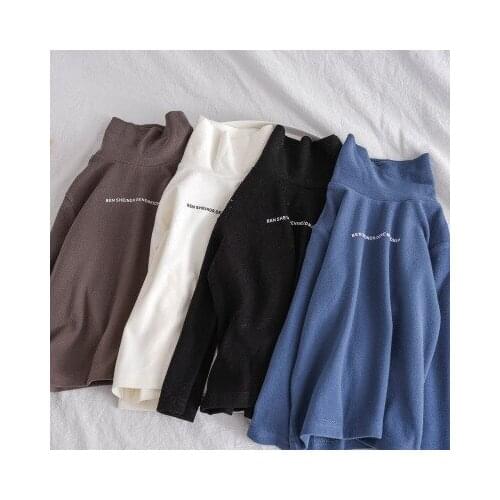 Childrens Turtleneck Bottoming T Shirt Baby Boys and Girld Solid Top Tees Baby Pullover Letter T Shirt Kids Casual Soft T Shirt