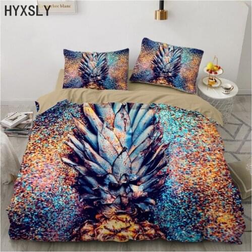 Home Textile Luxury 3D Pineapple Print 2/3Pcs Comfortable Duvet Cover Pillowcase Bedding Sets Queen King EU/US/AU/UK Size Quilt