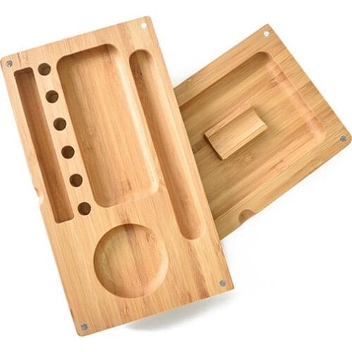 Two-layer Wooden Hand Roll Tray 130*120mm Metal Cigarette Storage version Smoking Tray Herb Tobacco Pallet Accessories