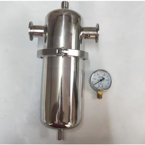 5"/10"/20" SS304 Sanitary Steam Compressed Air Filter Quick Load Gas Filter Precision Sterilizing Gas Filter with Pressure Gauge
