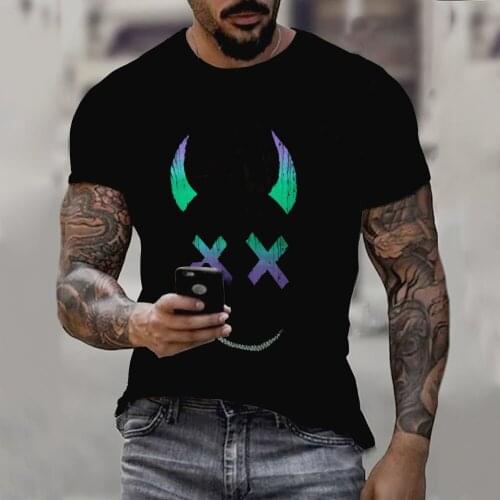 Summer new personality 3D printing mens T-shirts casual Harajuku hip-hop short-sleeve street fashion round neck mens T-shirt