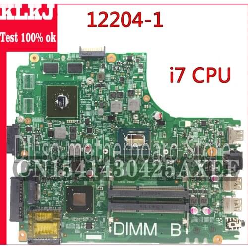 KLKJ 12204-For Dell INSPIRON 3421 Laptop Motherboard 12204-1 Dell Motherboard I7 CPU Orginal Test Motherboard