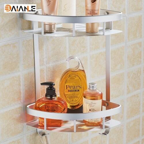 Space Aluminum Bathroom Shelf bathroom storage Rack Restroom triangle Basket rack corner shelf Bathroom Accessories