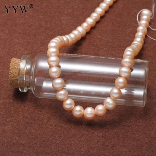 AA Cultured Round Freshwater Pearl Beads 7-8mm Pink Natural Pearls DIY For Jewelry Making Necklace Bracelets Gift 15.3Stands