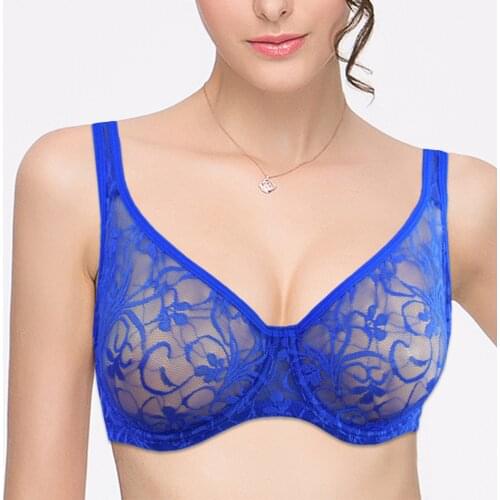 Lace Bralette Bras Underwired Plus Size Sexy Lingerie Perspective Hollow Out Bra Womens Underwear Brassiere 32-52 A B C D DD Cup